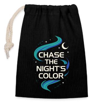 Aurora Borealis Northern Lights Arctic Nightscape - Closable cotton gift bag (14x20cm) - black - Front