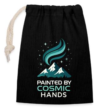 Aurora Borealis Northern Lights Arctic Nightscape - Closable cotton gift bag (14x20cm) - black - Front