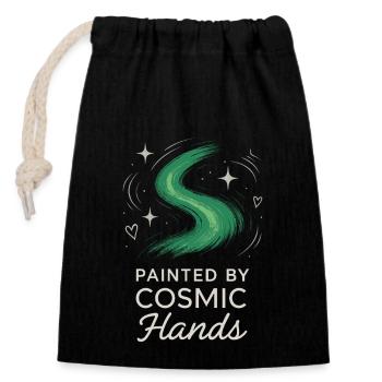 Aurora Borealis Northern Lights Arctic Nightscape - Closable cotton gift bag (14x20cm) - black - Front