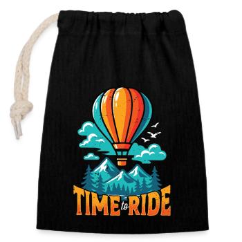 Hot Air Ballooning Time To Ride Balloon Aircraft - Closable cotton gift bag (14x20cm) - black - Front