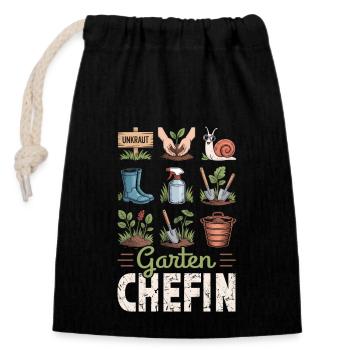 Garten Chefin Gartnärin Gartenarbeit Blume Pflanze - Verschließbarer Geschenkbeutel aus Baumwolle (14x20cm) - Schwarz - Vorne