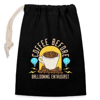 Ballooning Enthusiast Coffee Aviation Coffee Lover - Verschließbarer Geschenkbeutel aus Baumwolle (14x20cm) - Schwarz - Vorne
