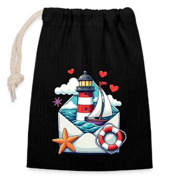 maritime Post - Verschließbarer Geschenkbeutel aus Baumwolle (14x20cm) - Schwarz - Vorne
