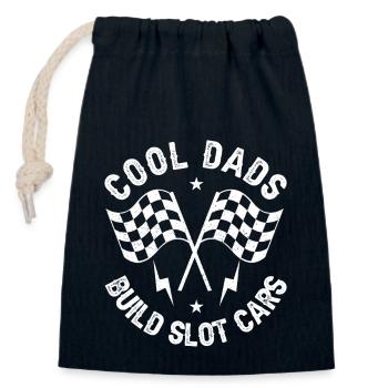 Cool Dads Build Slot Cars Racer Funny Gift - Closable cotton gift bag (14x20cm) - navy - Front