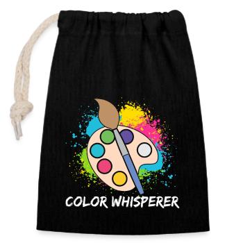 Peintre d’art drôle Chuchoteur de couleur Dessin - Sac cadeau en coton avec cordon (14 x 20 cm) - noir - Devant