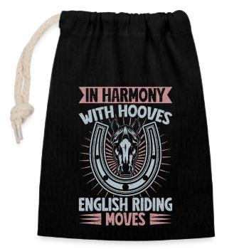 Hobby Horse Rider HOves - Moves English Riding - Verschließbarer Geschenkbeutel aus Baumwolle (14x20cm) - Schwarz - Vorne