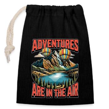 Hot Air Ballooning Adventures Are In The Aviation - Closable cotton gift bag (14x20cm) - black - Front