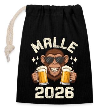 Malle 2026 - Verschließbarer Geschenkbeutel aus Baumwolle (14x20cm) - Schwarz - Vorne