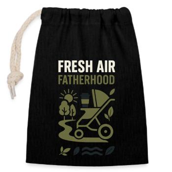 Nursery Dad Fatherhood Pride - Closable cotton gift bag (14x20cm) - black - Front