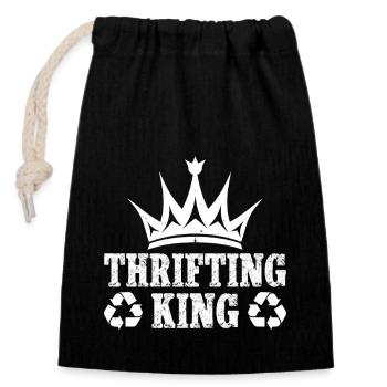 Thrift Shop Thrifting King Love Thrifting - Closable cotton gift bag (14x20cm) - black - Front