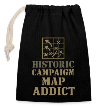 Historien militaire Recherche Guerre - Sac cadeau en coton avec cordon (14 x 20 cm) - noir - Devant