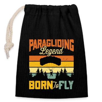Parapente Légende du parapente Born To Fly Parachutiste - Sac cadeau en coton avec cordon (14 x 20 cm) - noir - Devant