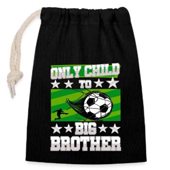 Soccer Child Ready Big Brother 2026 - Closable cotton gift bag (14x20cm) - black - Front