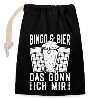 Bingo Player Bingo & Bier Das Gönn Ich Mir Bingo - Verschließbarer Geschenkbeutel aus Baumwolle (14x20cm) - Schwarz - Vorne