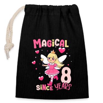 8th Birthday Girl Magical Since 8 Years Old - Verschließbarer Geschenkbeutel aus Baumwolle (14x20cm) - Schwarz - Vorne