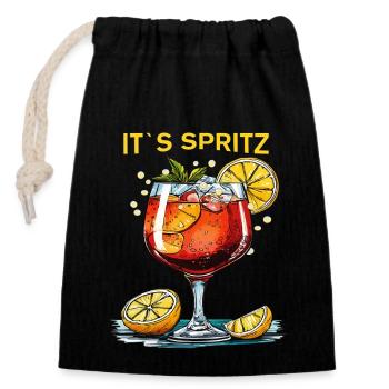 GETRÄNK IT`S SPRITZ - Verschließbarer Geschenkbeutel aus Baumwolle (14x20cm) - Schwarz - Vorne