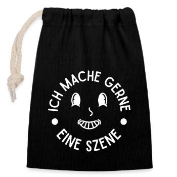 Théâtre musical J’aime faire une scène de théâtre - Sac cadeau en coton avec cordon (14 x 20 cm) - noir - Devant