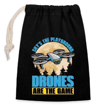 Drone Enthusiast Sky's The Playground Quadcopter - Closable cotton gift bag (14x20cm) - black - Front