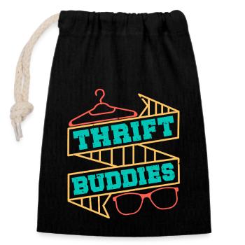 Thrift Shopper Thrift Buddies Thrift Store - Closable cotton gift bag (14x20cm) - black - Front