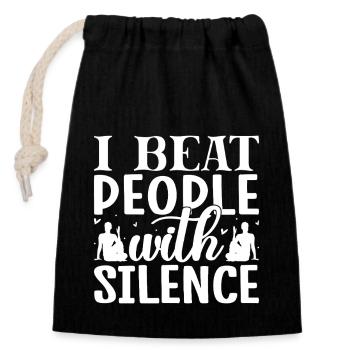 Pilates Enthusiasts I Beat People With Silence - Verschließbarer Geschenkbeutel aus Baumwolle (14x20cm) - Schwarz - Vorne