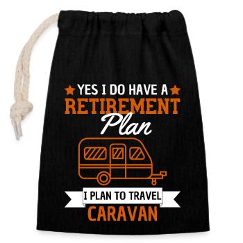 Prévoyance vieillesse : camping en camping-car - Sac cadeau en coton avec cordon (14 x 20 cm) - noir - Devant