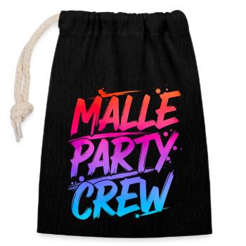 Malle Party Crew - Verschließbarer Geschenkbeutel aus Baumwolle (14x20cm) - Schwarz - Vorne
