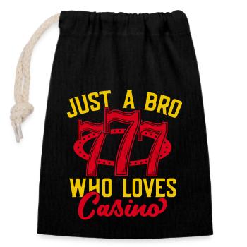 Gambling Fan Just A Bro Who Loves Casino - Closable cotton gift bag (14x20cm) - black - Front