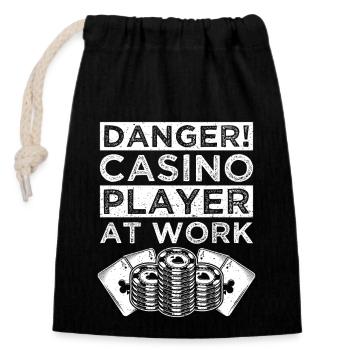 Casino Gambler Danger Player At Work Gambling - Verschließbarer Geschenkbeutel aus Baumwolle (14x20cm) - Schwarz - Vorne