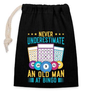 Bingo Game Underestimate An Old Man Bingo - Closable cotton gift bag (14x20cm) - black - Front