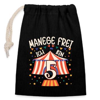 Cirque Manège Anniversaire Motif 5 Ans Garçons Bday - Sac cadeau en coton avec cordon (14 x 20 cm) - noir - Devant