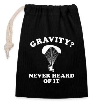 Hilarious Paramotor Gravity Meme - Closable cotton gift bag (14x20cm) - black - Front