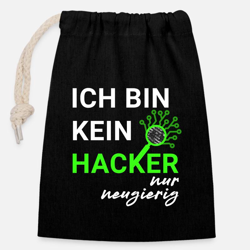 Je ne suis pas un hacker, juste curieux - Sac cadeau en coton avec cordon (14 x 20 cm) - noir