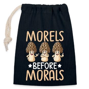 Morels Before Morals - Closable cotton gift bag (14x20cm) - navy - Front