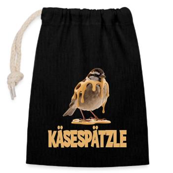 Käsespätzle Vogel Illustratif Humoristique - Sac cadeau en coton avec cordon (14 x 20 cm) - noir - Devant