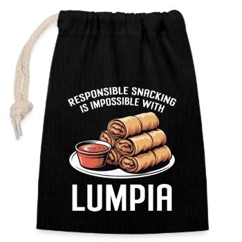 Asian Snack Lumpia Spring Rolls - Closable cotton gift bag (14x20cm) - black - Front
