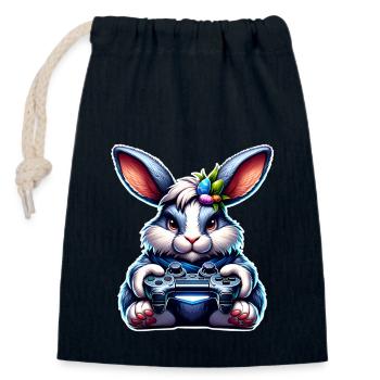 Hase Kaninchen Gamer Gaming Nerd - Verschließbarer Geschenkbeutel aus Baumwolle (14x20cm) - Navy - Vorne