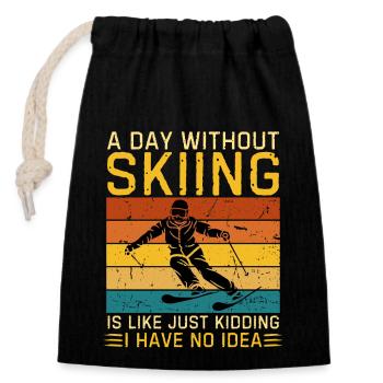 Skilauf Spruch Skifahren Humor Skifahrer - Verschließbarer Geschenkbeutel aus Baumwolle (14x20cm) - Schwarz - Vorne