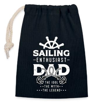 Sailing Enthusiast Dad The Idol The Boat Lover - Verschließbarer Geschenkbeutel aus Baumwolle (14x20cm) - Navy - Vorne