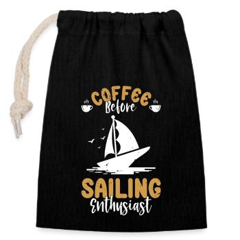 Sailing Coffee Boating Enthusiast Coffee Lover - Verschließbarer Geschenkbeutel aus Baumwolle (14x20cm) - Schwarz - Vorne