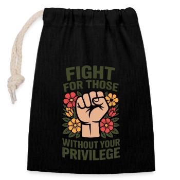 Lutte pour le poing des fleurs sans privilèges - Sac cadeau en coton avec cordon (14 x 20 cm) - noir - Devant