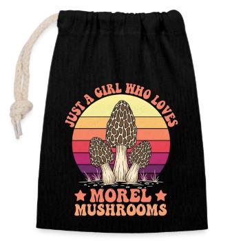 Just a Girl Who Loves Morel Mushrooms - Verschließbarer Geschenkbeutel aus Baumwolle (14x20cm) - Schwarz - Vorne