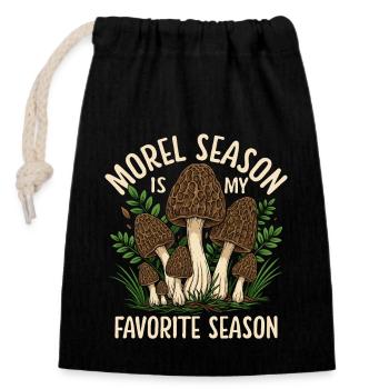 Morels Season Is My Favorite Season - Closable cotton gift bag (14x20cm) - black - Front
