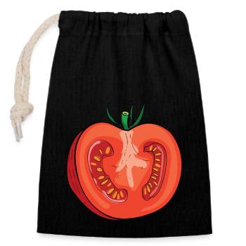 Tomate Kostüm Fasching Halloween Karneval Tomaten - Verschließbarer Geschenkbeutel aus Baumwolle (14x20cm) - Schwarz - Vorne