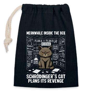 Schrödinger's Cat Plans Revenge - Closable cotton gift bag (14x20cm) - navy - Front