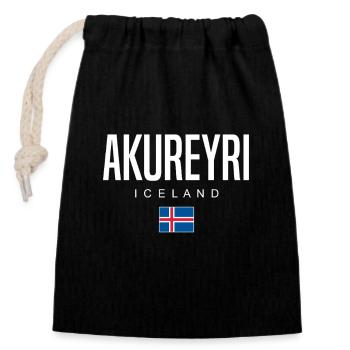 Akureyri Island - Closable cotton gift bag (14x20cm) - black - Front