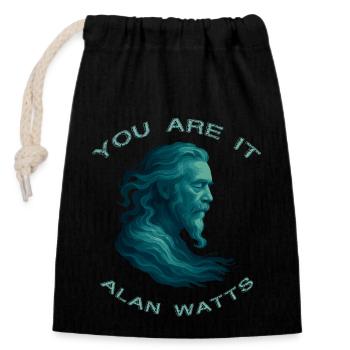Du bist es Alan Watts Kunst - Verschließbarer Geschenkbeutel aus Baumwolle (14x20cm) - Schwarz - Vorne