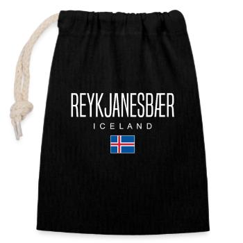 Reykjanesbær Island - Closable cotton gift bag (14x20cm) - black - Front