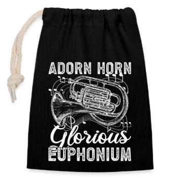 Baritone Player Adorn Horn Glorious Euphonium - Closable cotton gift bag (14x20cm) - black - Front