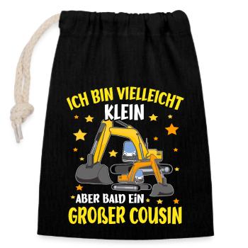 Bald ein Großer Cousin Bagger - Verschließbarer Geschenkbeutel aus Baumwolle (14x20cm) - Schwarz - Vorne