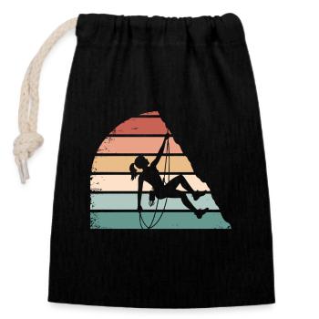 Climbing Girl – Des femmes autonomes sur les rochers - Sac cadeau en coton avec cordon (14 x 20 cm) - noir - Devant